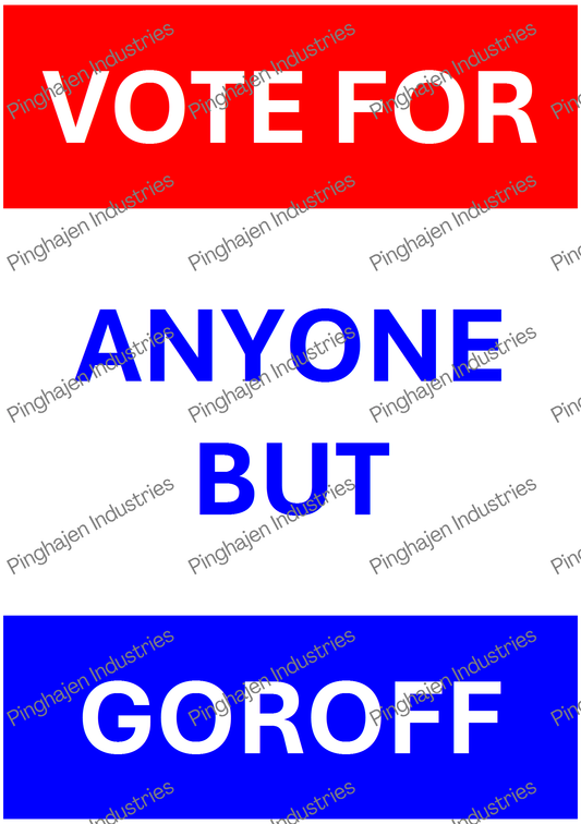 Vote for anyone but GOROFF | Kiss-Cut Sticker Sheet